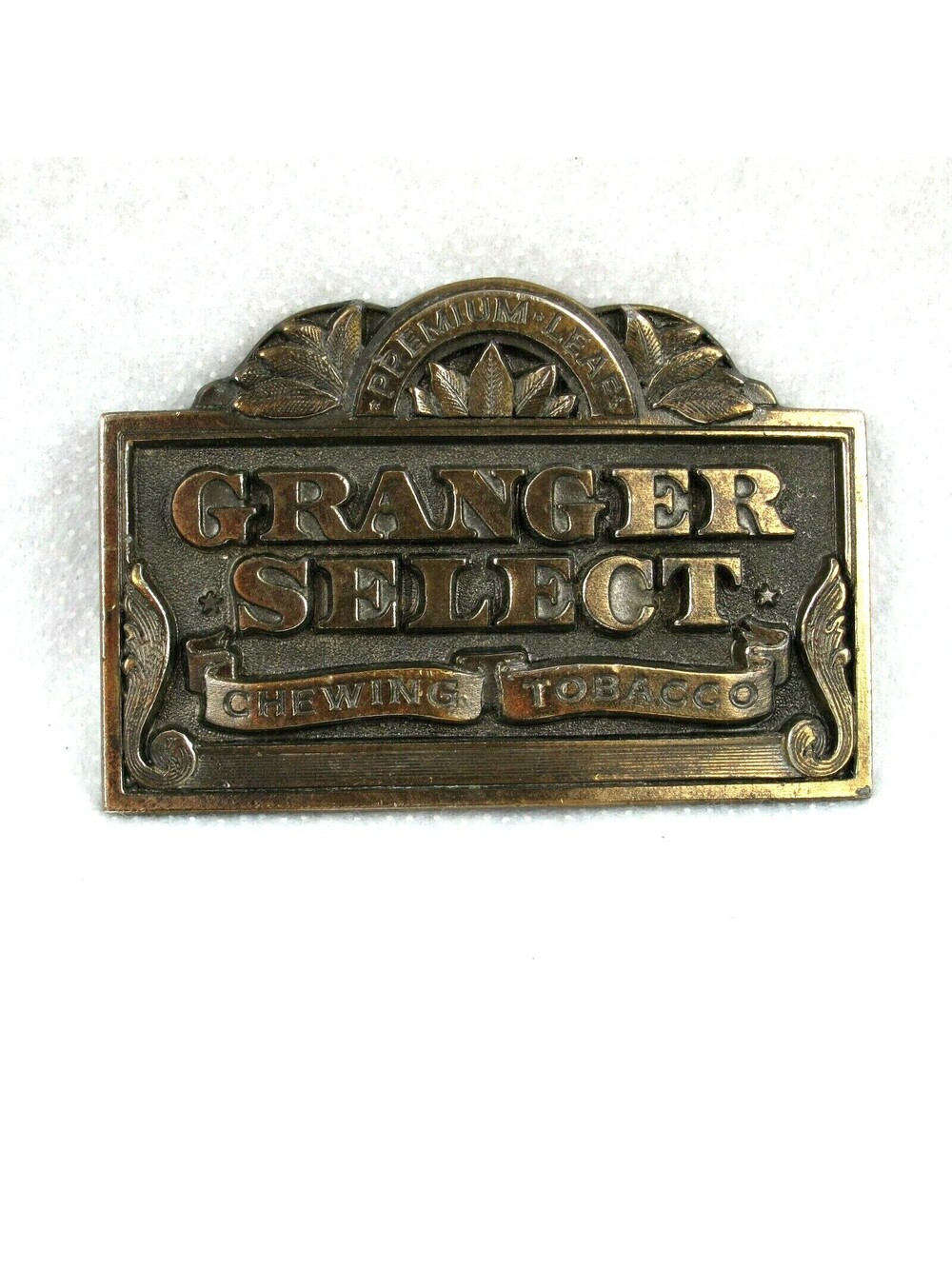 Vintage 1988 Granger Select Chewing Tobacco Belt Buckle Metal Advertising USA